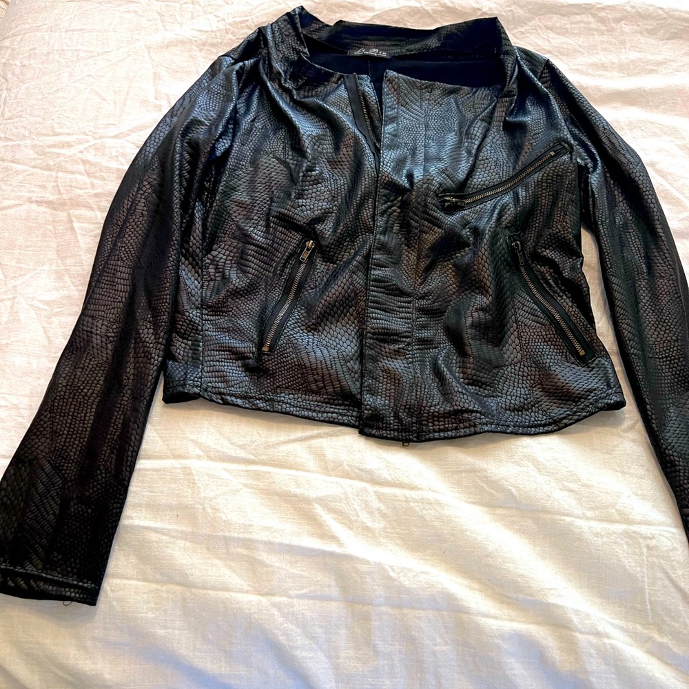 Lightweight leather look jacket
